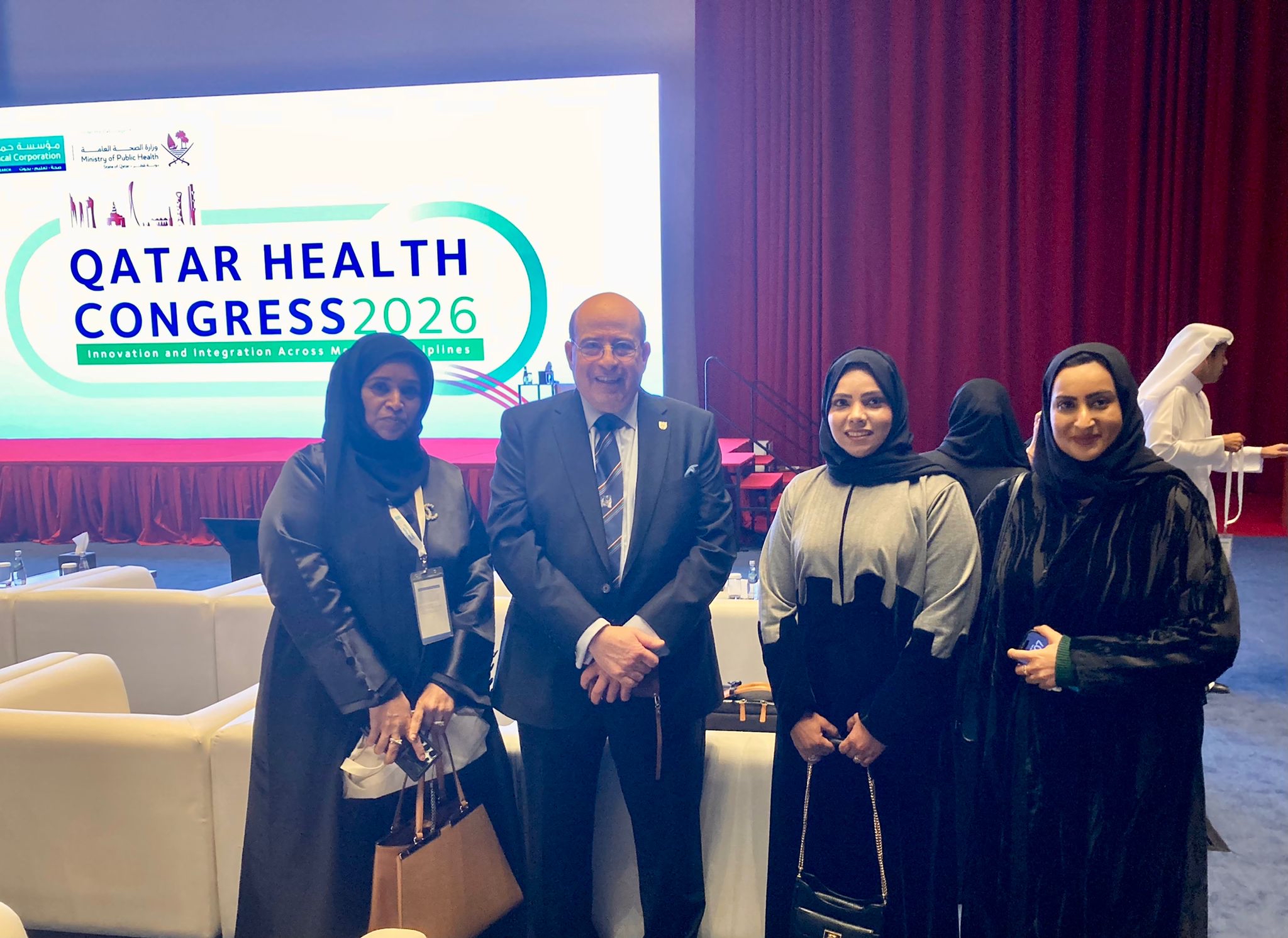 College President Professor Hany Eteiba meeting Fellows and Members at Qatar Health Congress 2026